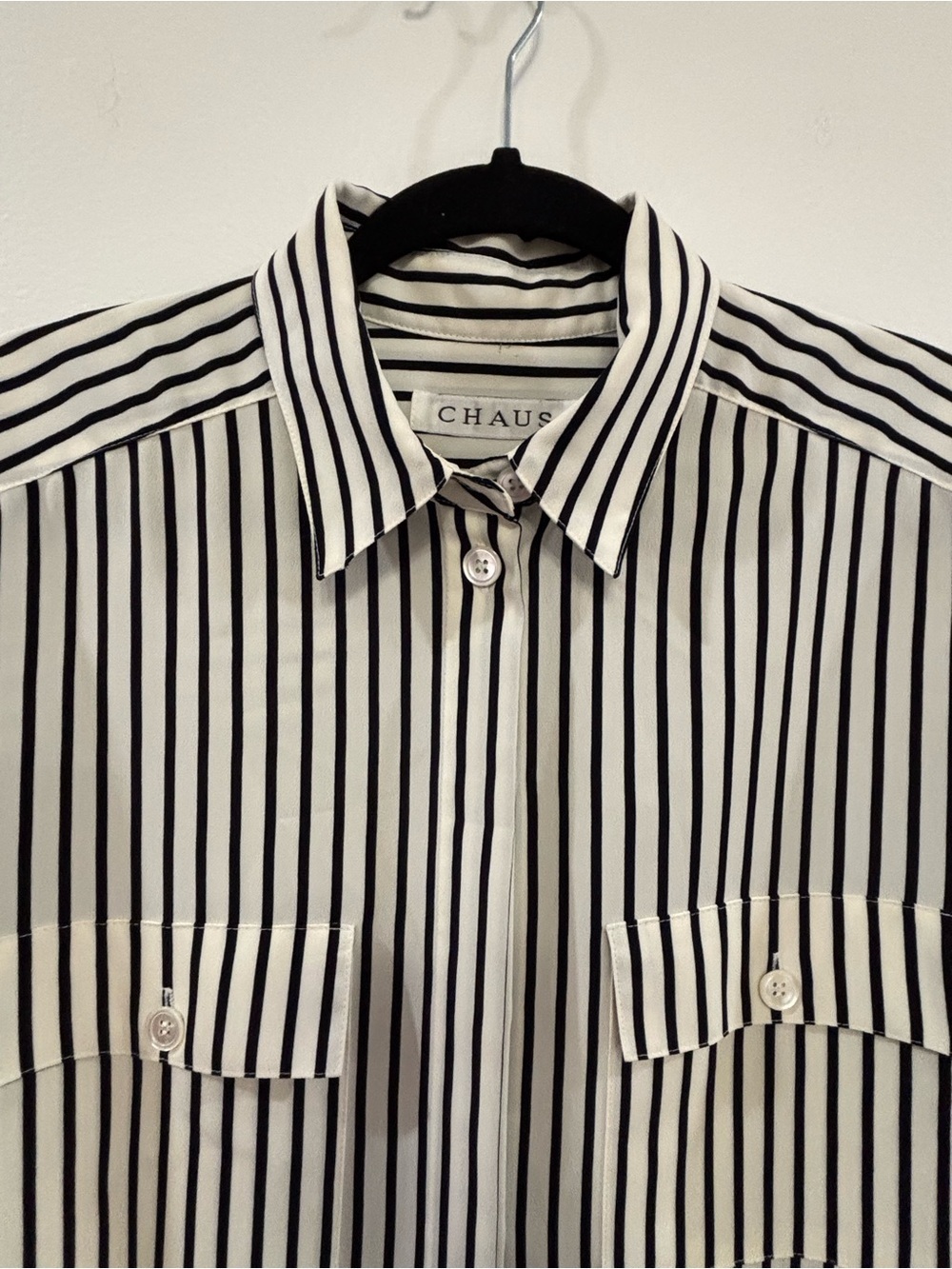 Chaus Cream and Black Striped Button-Up Blouse - Picture 7 of 15